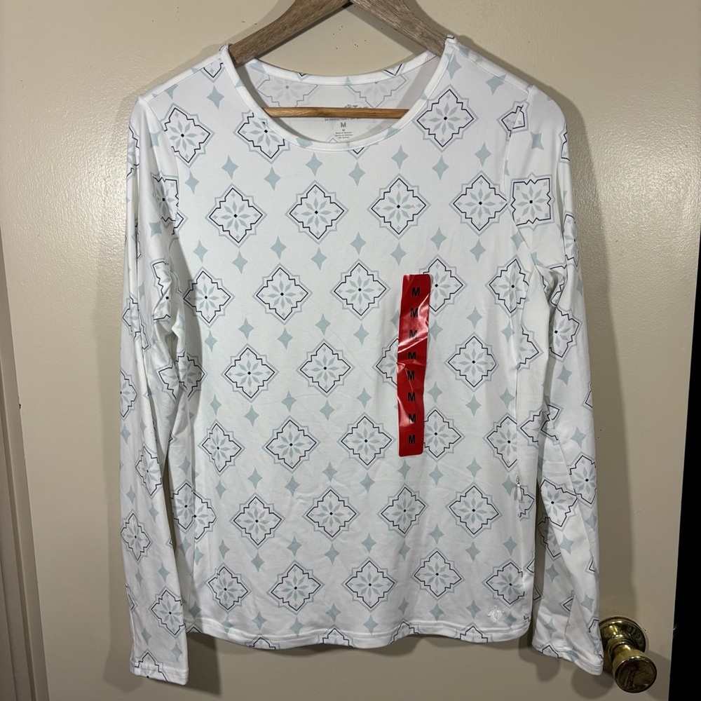 Hang Ten Women’s UV Sun Protection Long Sleeve Shirt W/ Zip Pocket Medium NEW